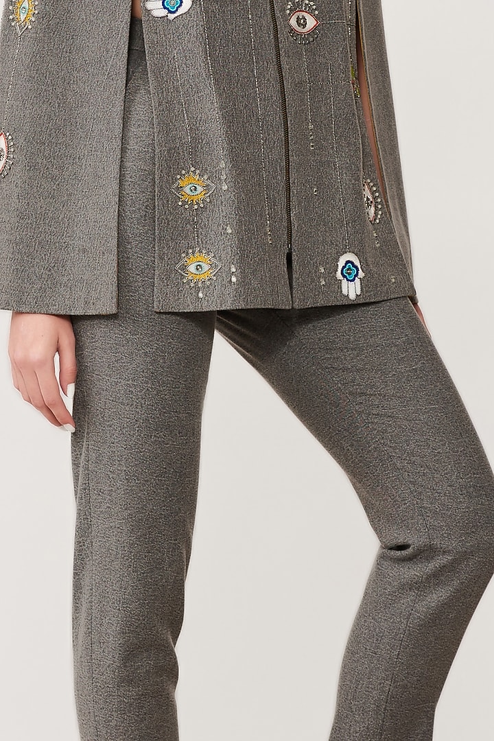 Lead Grey Thin Washed Denim Pants by Shahin Mannan at Pernia's Pop Up Shop