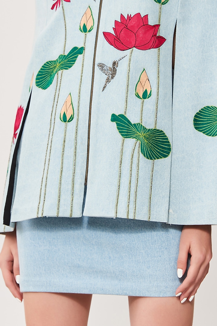 Sky Blue Thick Washed Denim Mini Skirt by Shahin Mannan at Pernia's Pop Up Shop