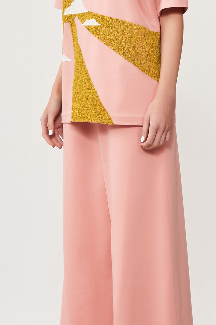 Peach Jersey Pant Set by Shahin Mannan at Pernia's Pop Up Shop