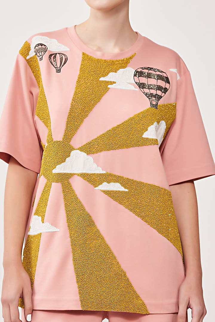 Peach Jersey Pant Set by Shahin Mannan at Pernia's Pop Up Shop