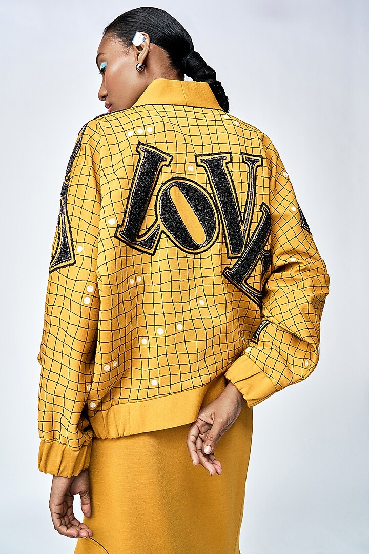 Mustard Jersey Asymmetric Skirt Set by Shahin Mannan at Pernia's Pop Up Shop