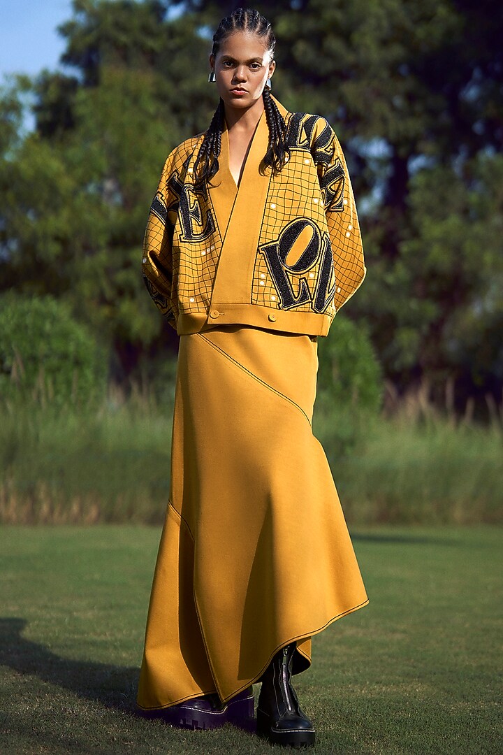 Mustard Jersey Kimono Top by Shahin Mannan at Pernia's Pop Up Shop