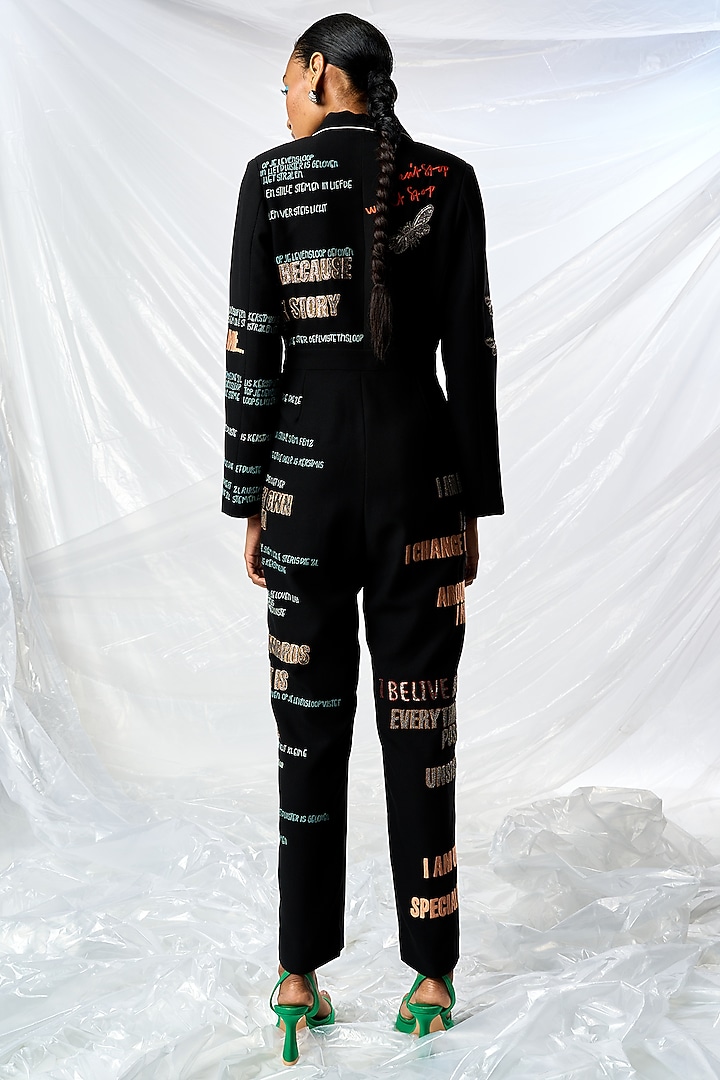 Black Polyester Jumpsuit by Shahin Mannan at Pernia's Pop Up Shop