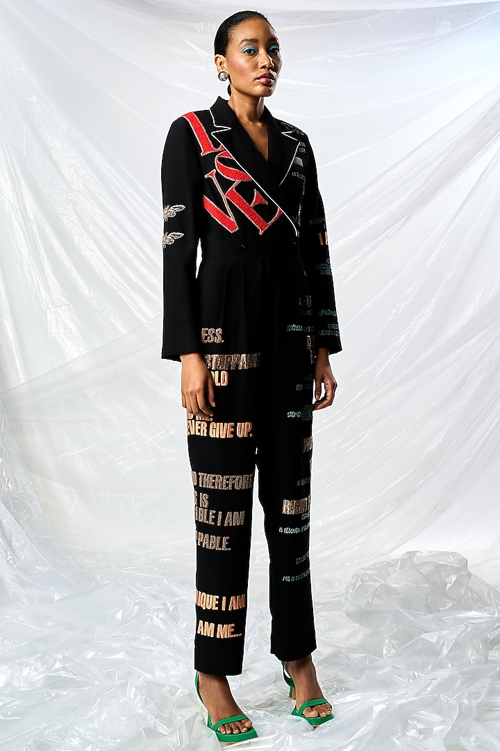 Black Polyester Jumpsuit by Shahin Mannan at Pernia's Pop Up Shop