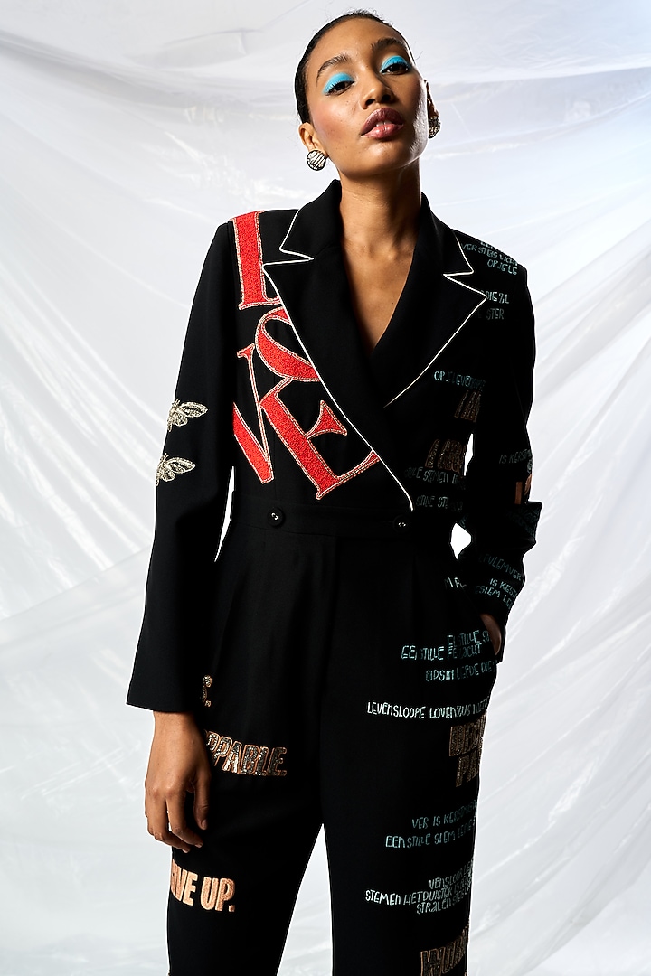 Black Polyester Jumpsuit by Shahin Mannan at Pernia's Pop Up Shop