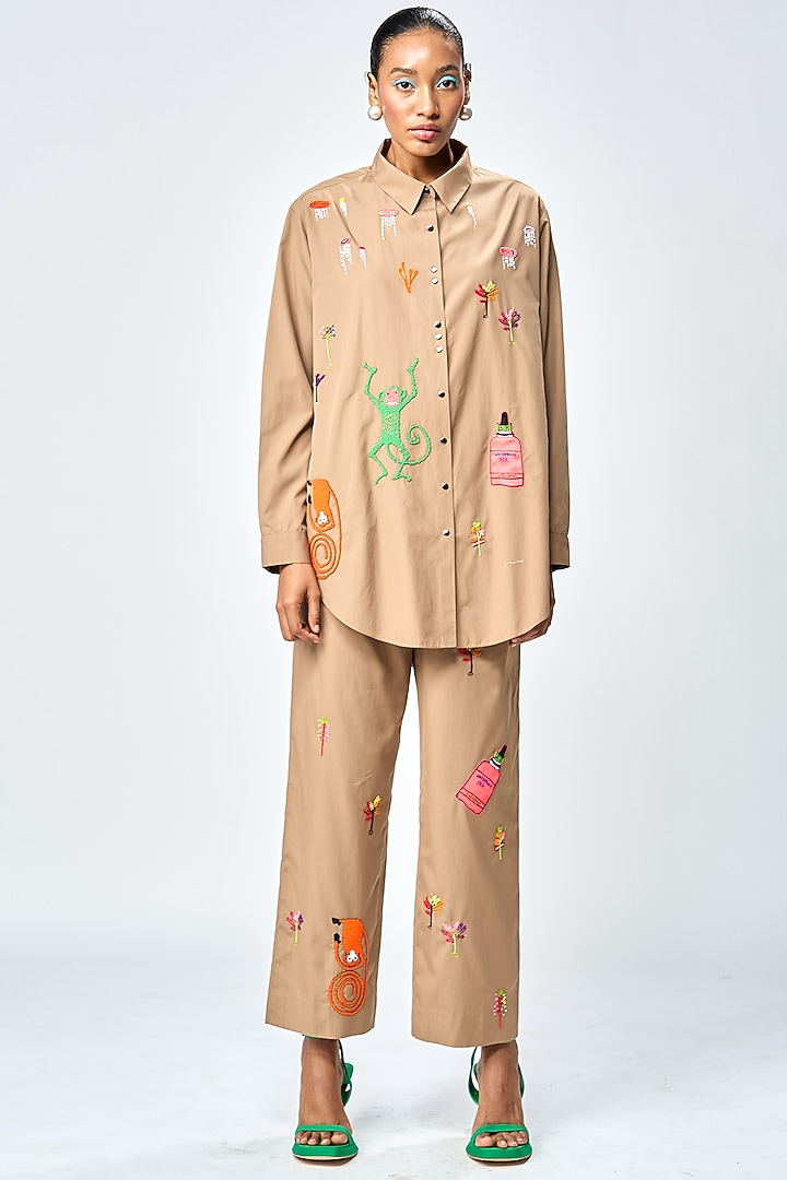 Mud-Colored Poplin Baggy Shirt by Shahin Mannan at Pernia's Pop Up Shop