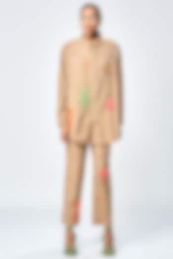 Mud-Colored Poplin Straight Pants by Shahin Mannan at Pernia's Pop Up Shop
