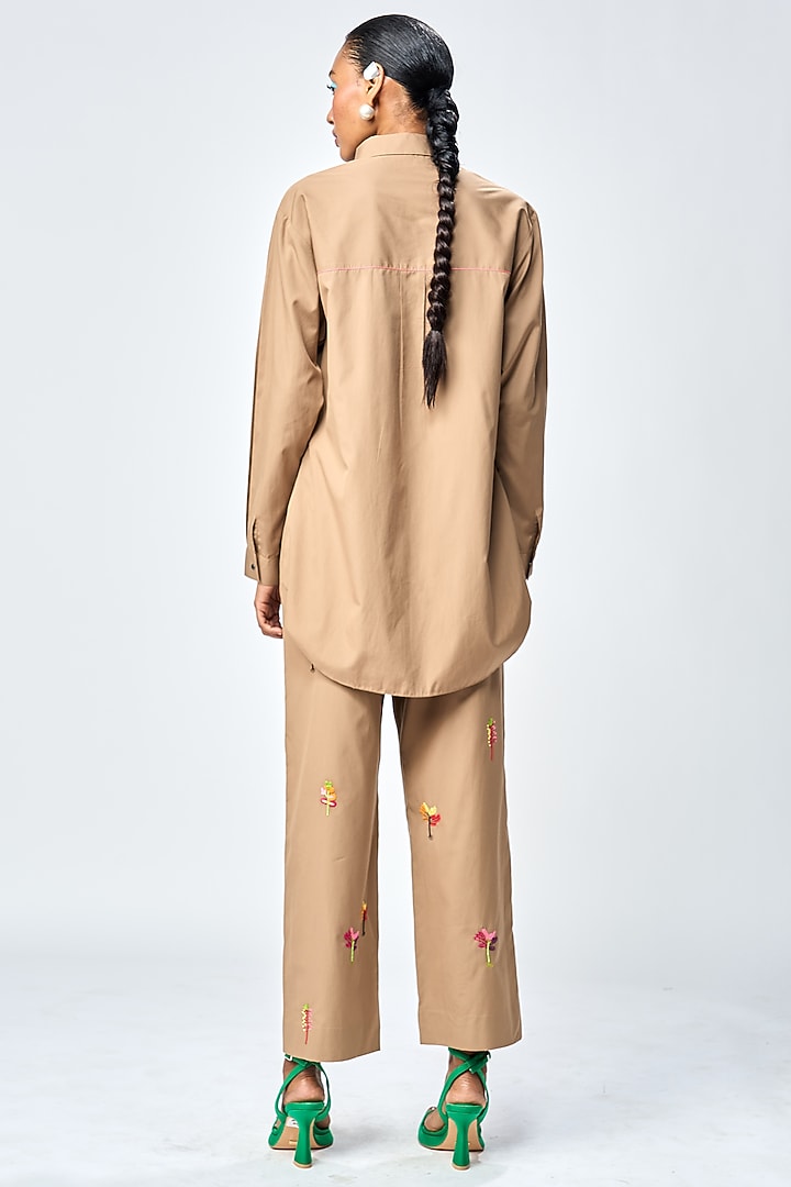 Mud-Colored Poplin Straight Pants by Shahin Mannan at Pernia's Pop Up Shop