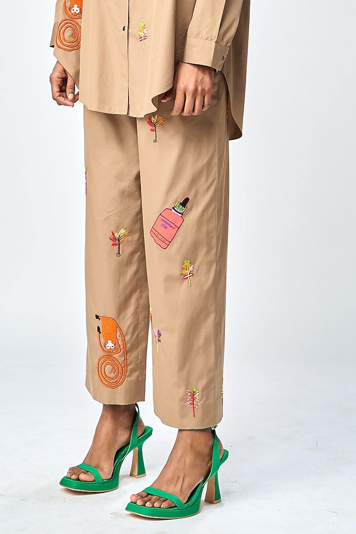 Mud-Colored Poplin Straight Pants by Shahin Mannan at Pernia's Pop Up Shop