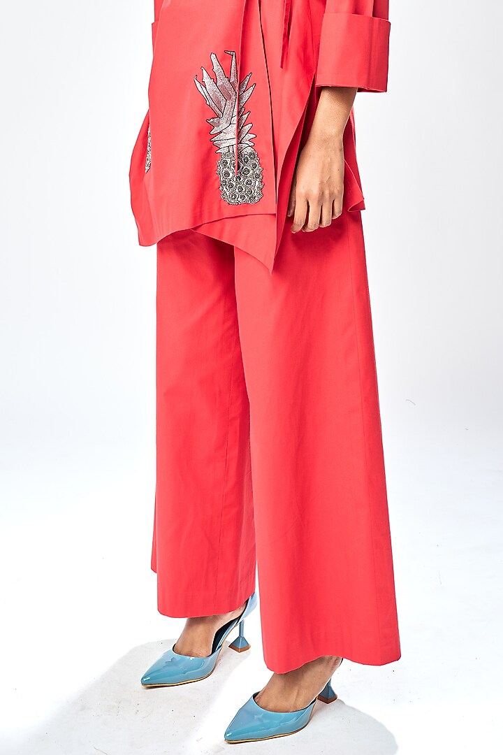 Deep Red Poplin Co-Ord Set by Shahin Mannan at Pernia's Pop Up Shop
