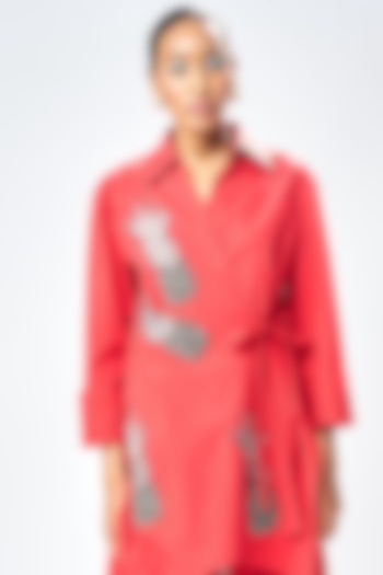 Deep Red Poplin Shirt by Shahin Mannan at Pernia's Pop Up Shop