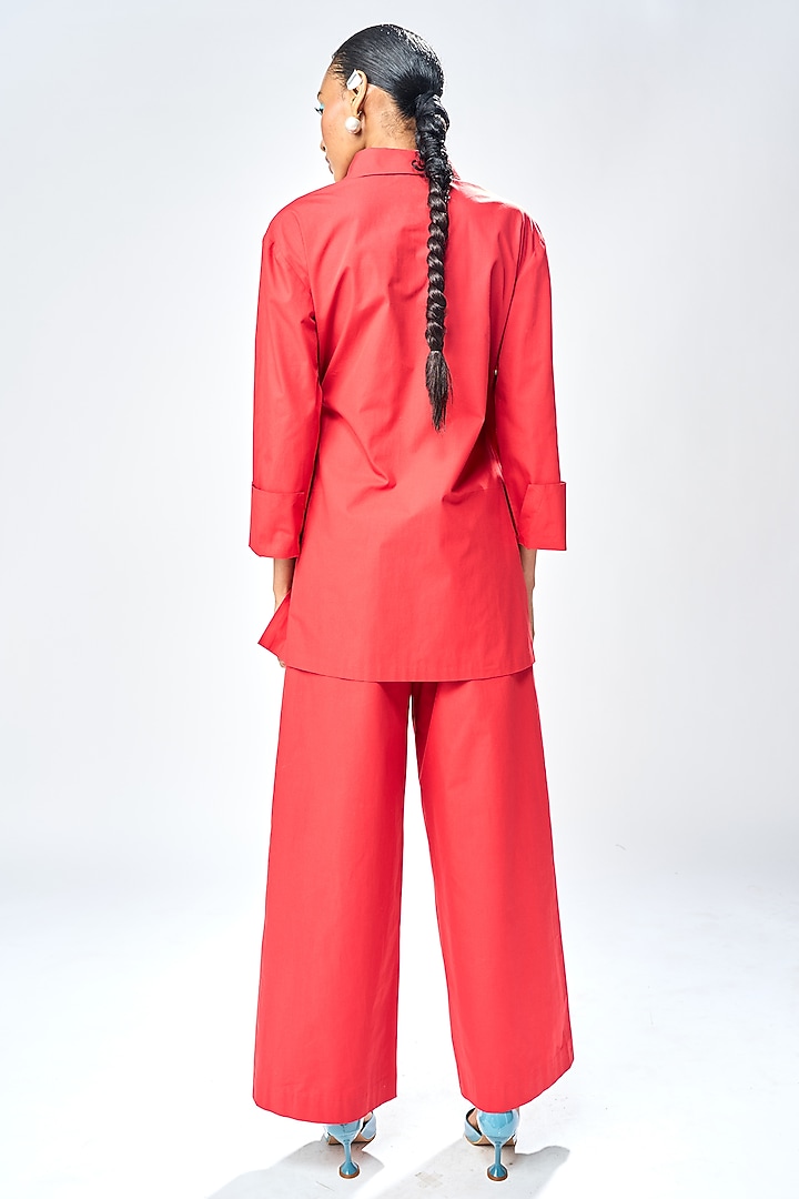 Deep Red Poplin Shirt by Shahin Mannan at Pernia's Pop Up Shop
