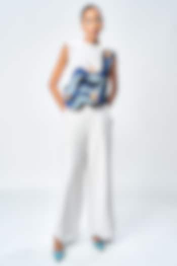 Light Grey Double Crepe Flared Pants by Shahin Mannan at Pernia's Pop Up Shop