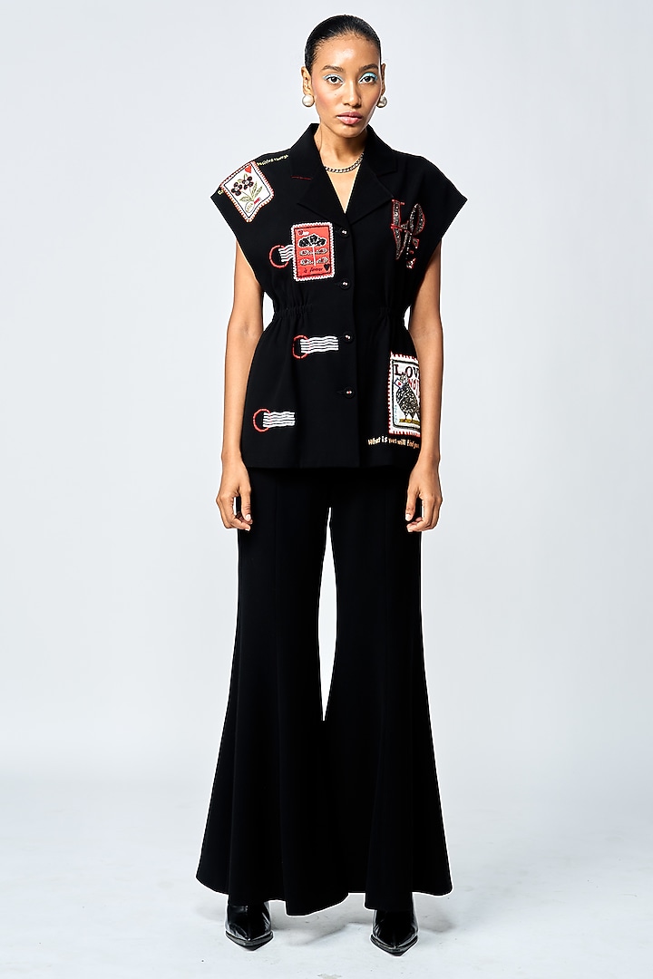 Black Japanese Crepe Robe Jacket by Shahin Mannan at Pernia's Pop Up Shop