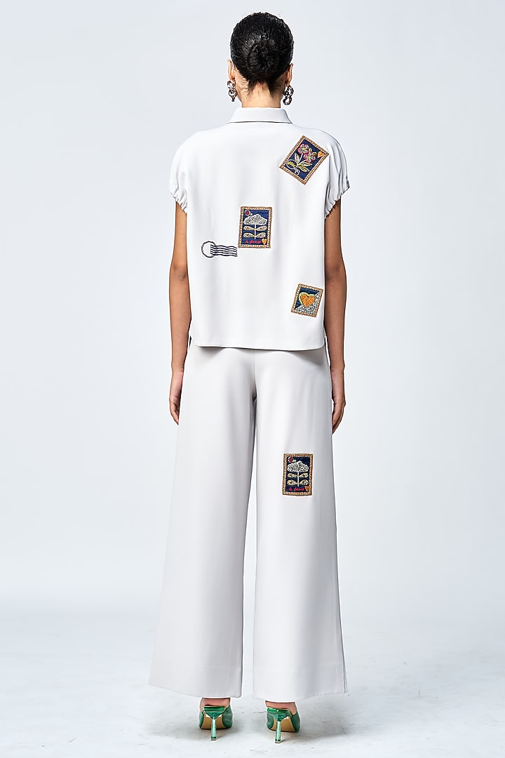 Light Grey Double Crepe Co-Ord Set by Shahin Mannan at Pernia's Pop Up Shop