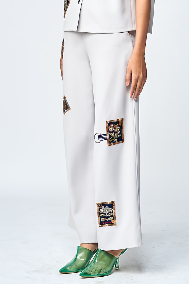 Light Grey Double Crepe Co-Ord Set by Shahin Mannan at Pernia's Pop Up Shop