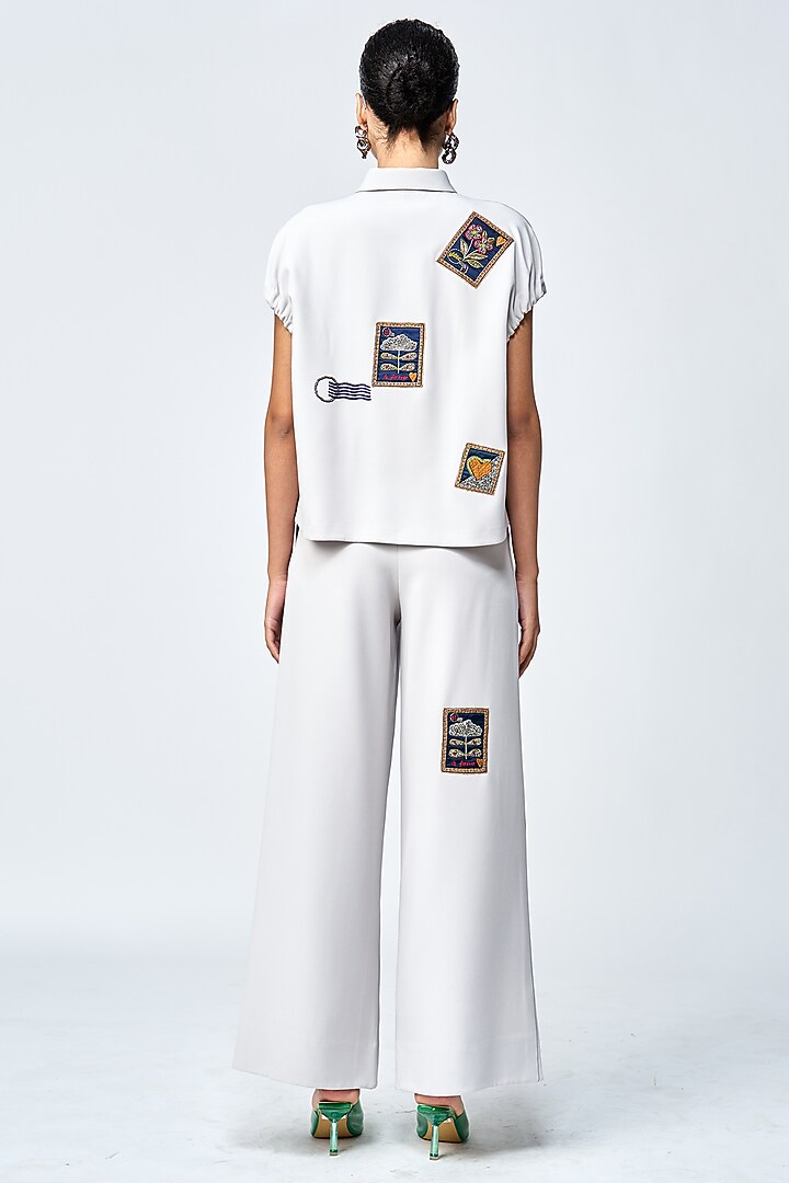 Light Grey Double Crepe Elasticated Top by Shahin Mannan at Pernia's Pop Up Shop