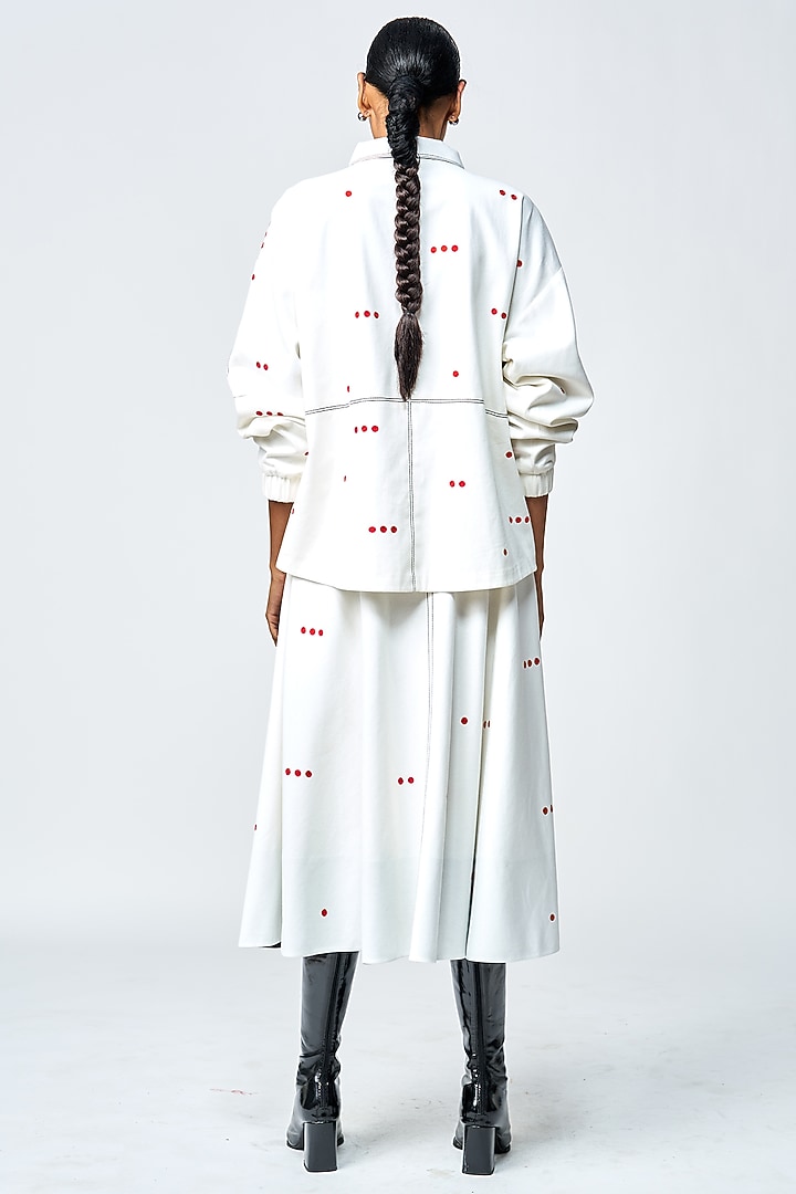 White Gabardine Checkered Oversized Jacket by Shahin Mannan at Pernia's Pop Up Shop