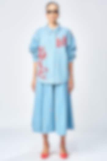 River Blue Denim Checkered Jacket by Shahin Mannan at Pernia's Pop Up Shop