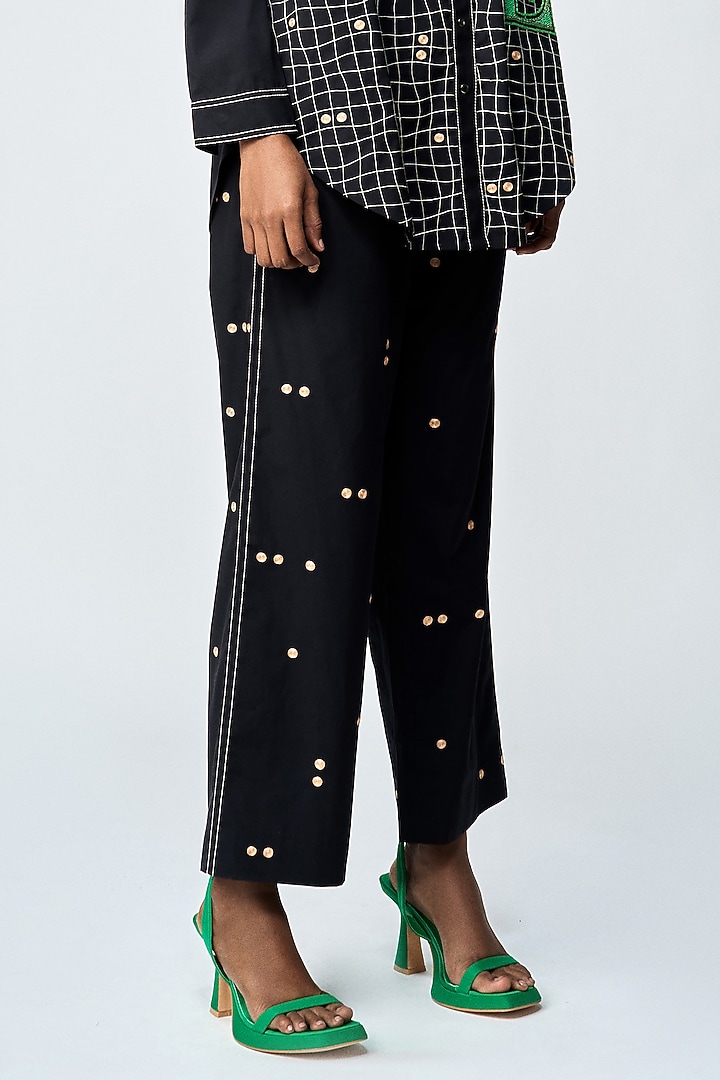 Black Double Crepe Checkered Co-Ord Set by Shahin Mannan at Pernia's Pop Up Shop