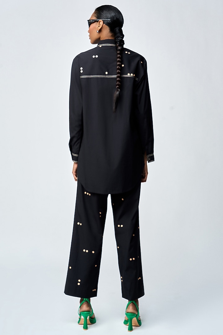 Black Double Crepe Flared Pants by Shahin Mannan at Pernia's Pop Up Shop