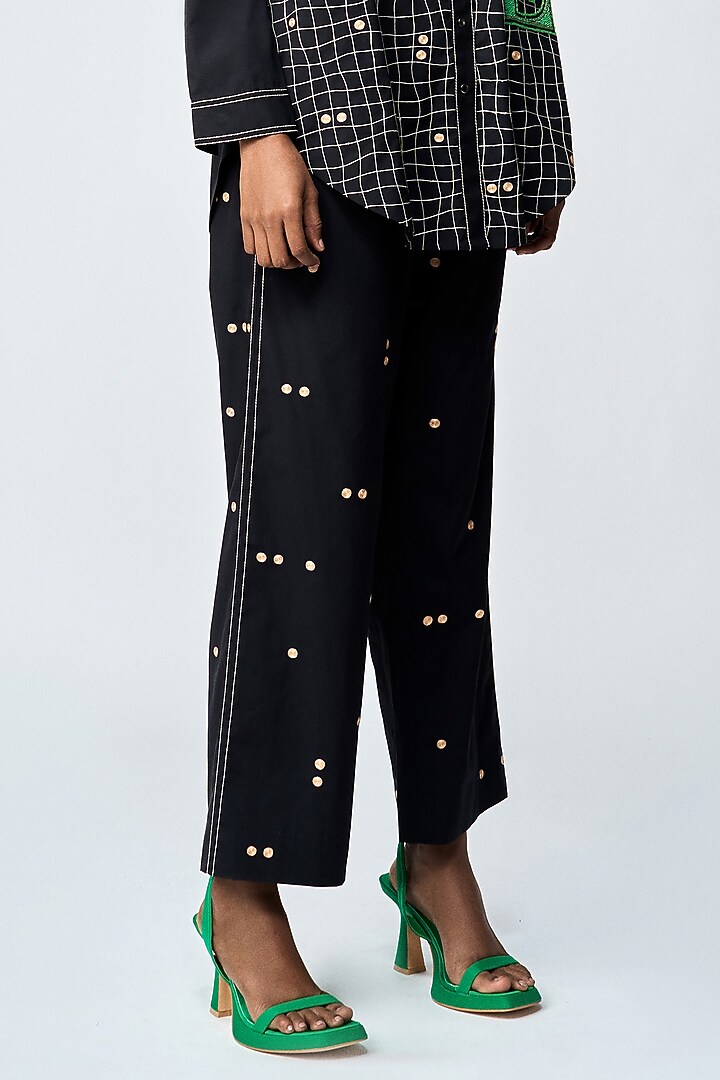 Black Double Crepe Flared Pants by Shahin Mannan at Pernia's Pop Up Shop
