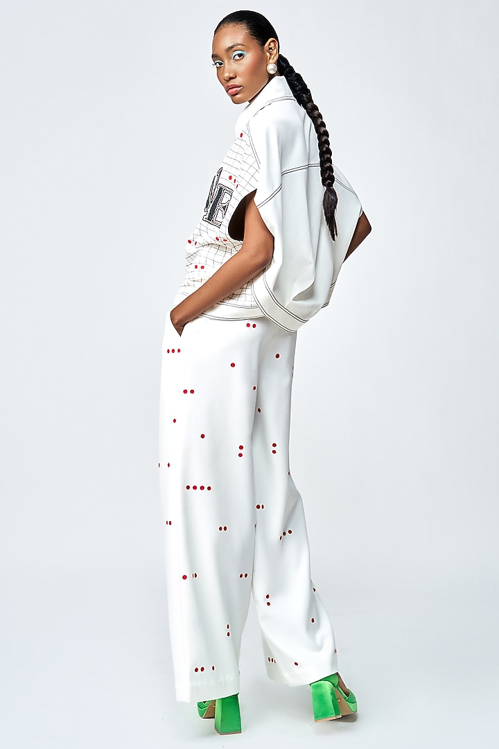Ivory Double Crepe Checkered Oversized Jacket by Shahin Mannan at Pernia's Pop Up Shop