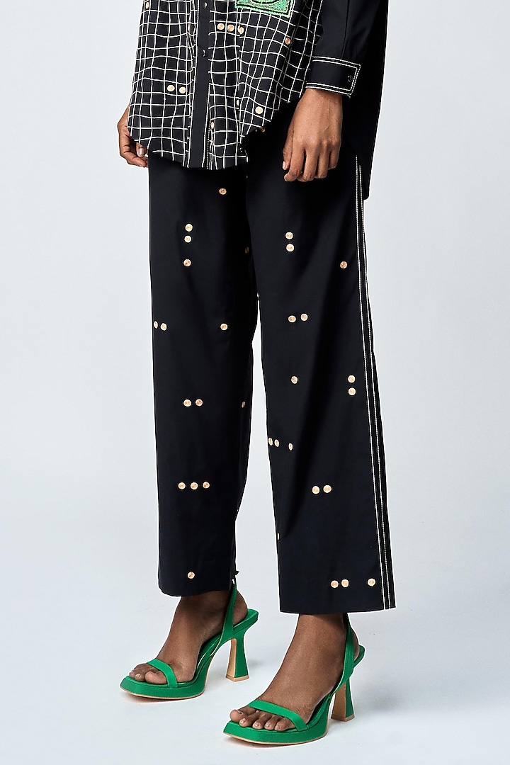 Black Poplin Love Checkered Co-Ord Set by Shahin Mannan at Pernia's Pop Up Shop