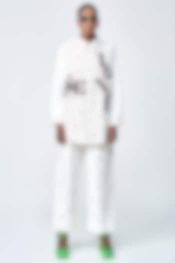 Ivory Poplin Love Checkered Co-Ord Set by Shahin Mannan at Pernia's Pop Up Shop