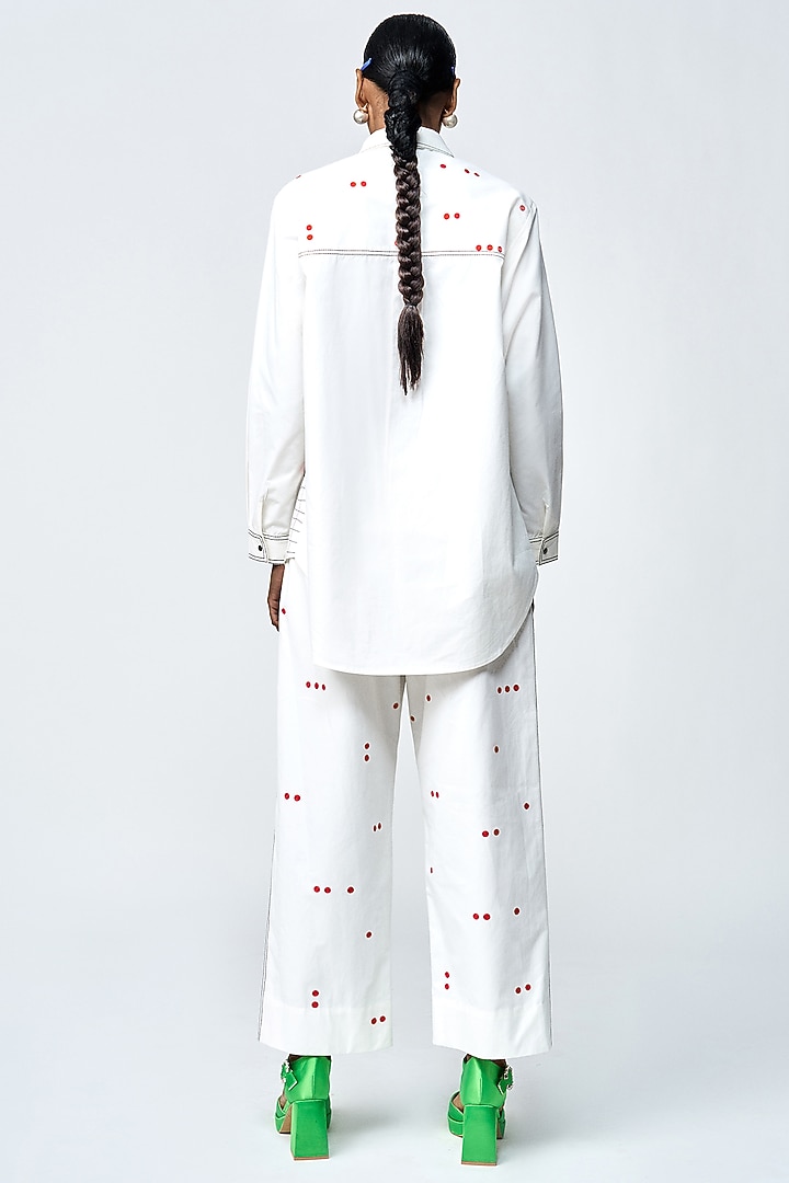 Ivory Poplin Love Checkered Co-Ord Set by Shahin Mannan at Pernia's Pop Up Shop