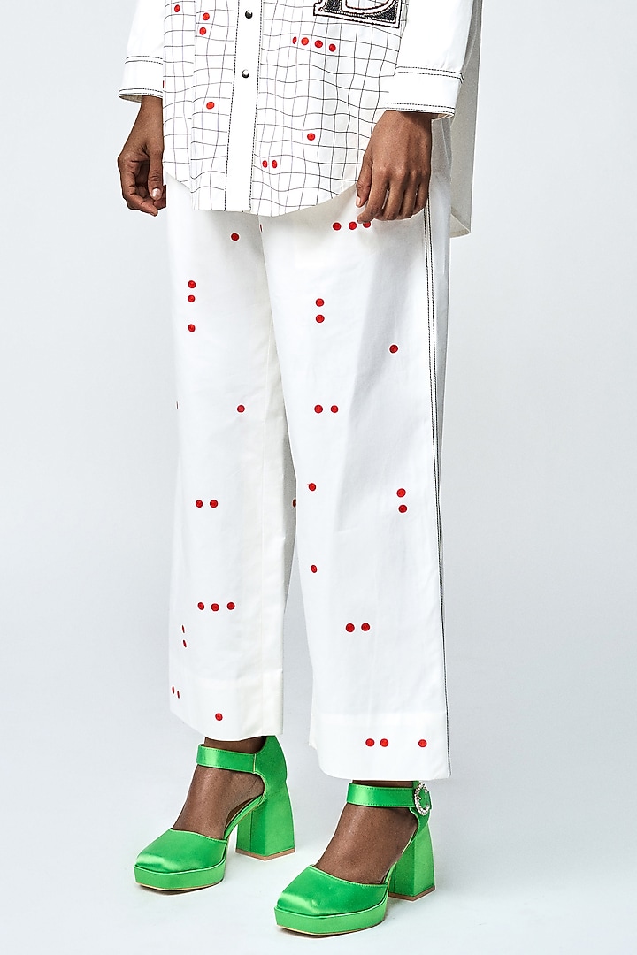 Ivory Poplin Love Checkered Co-Ord Set by Shahin Mannan at Pernia's Pop Up Shop