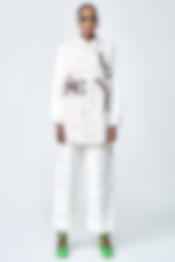 Ivory Poplin Love Checkered Shirt by Shahin Mannan at Pernia's Pop Up Shop