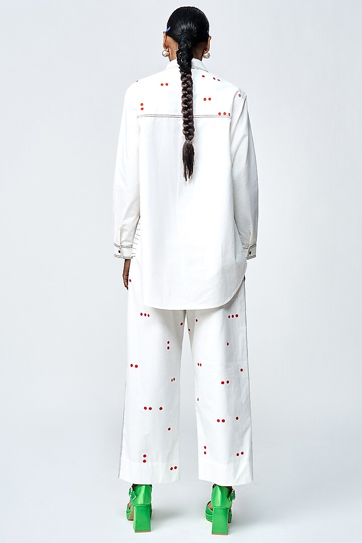 Ivory Poplin Love Checkered Shirt by Shahin Mannan at Pernia's Pop Up Shop