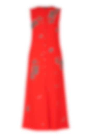 Red Embroidered Cocktail Dress by Shahin Mannan at Pernia's Pop Up Shop
