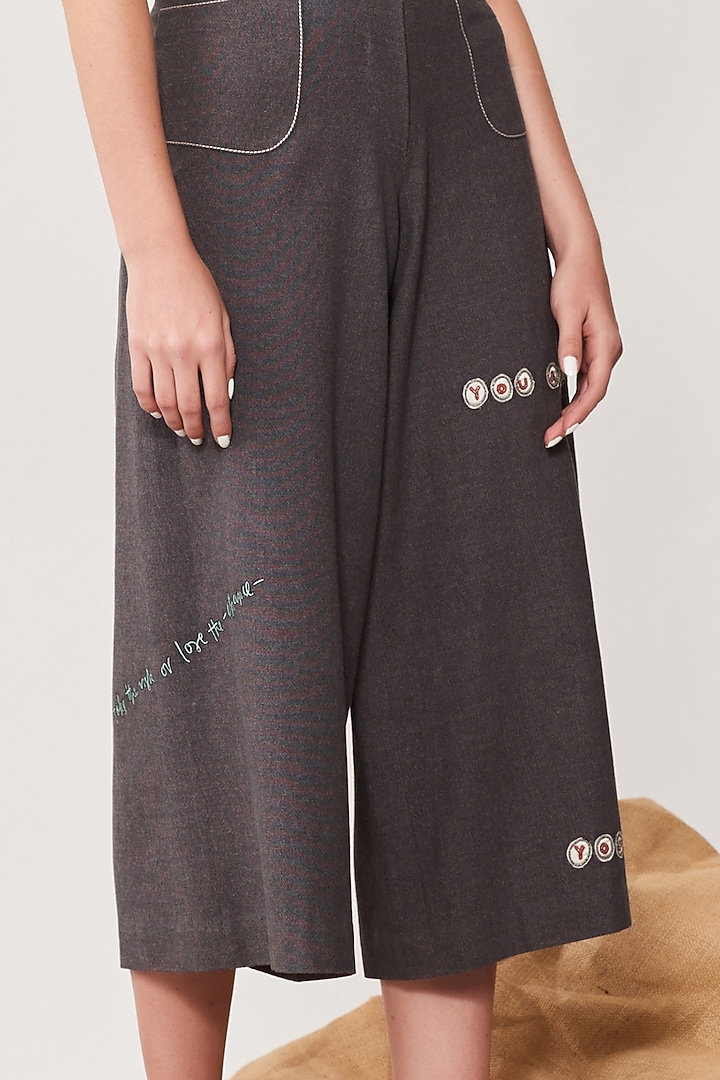 Grey Melange Flared Pants by Shahin Mannan at Pernia's Pop Up Shop