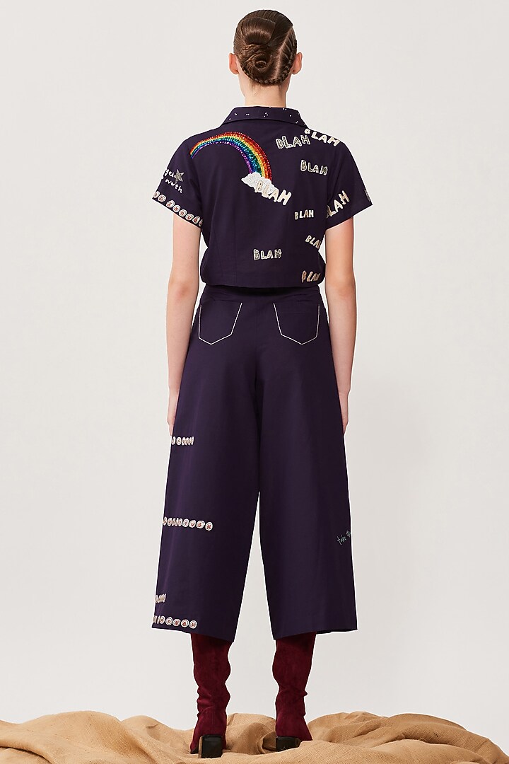 Aubergine Poplin Pant Set by Shahin Mannan at Pernia's Pop Up Shop