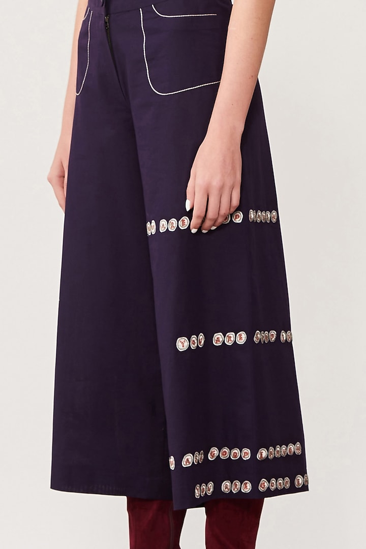 Aubergine Poplin Flared Pant by Shahin Mannan at Pernia's Pop Up Shop