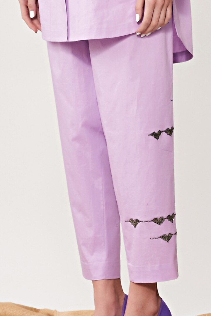 Lilac Embroidered Pants by Shahin Mannan at Pernia's Pop Up Shop