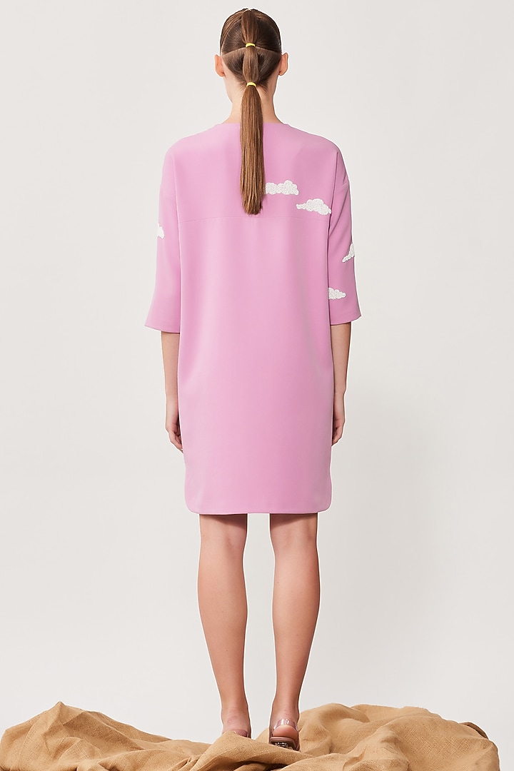 Lilac Embroidered Cocktail Shirt Dress by Shahin Mannan at Pernia's Pop Up Shop
