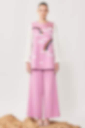 Lilac Double Crepe Flared Pant Set by Shahin Mannan at Pernia's Pop Up Shop