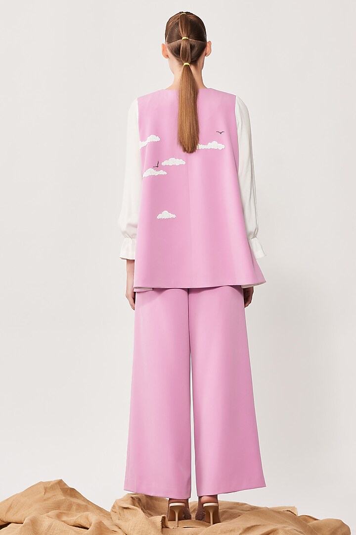 Lilac Embroidered Flared Top by Shahin Mannan at Pernia's Pop Up Shop