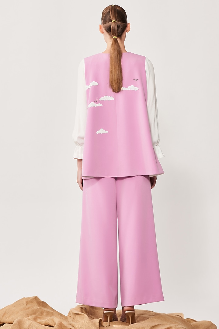 Lilac Double Crepe Flared Pants by Shahin Mannan at Pernia's Pop Up Shop