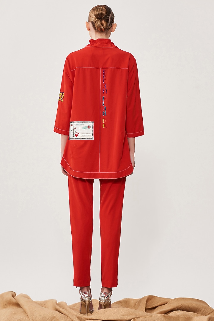 Red Baptiste Pants by Shahin Mannan at Pernia's Pop Up Shop