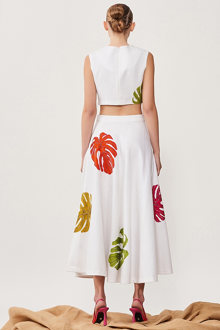 White Embroidered Skirt Set by Shahin Mannan at Pernia's Pop Up Shop