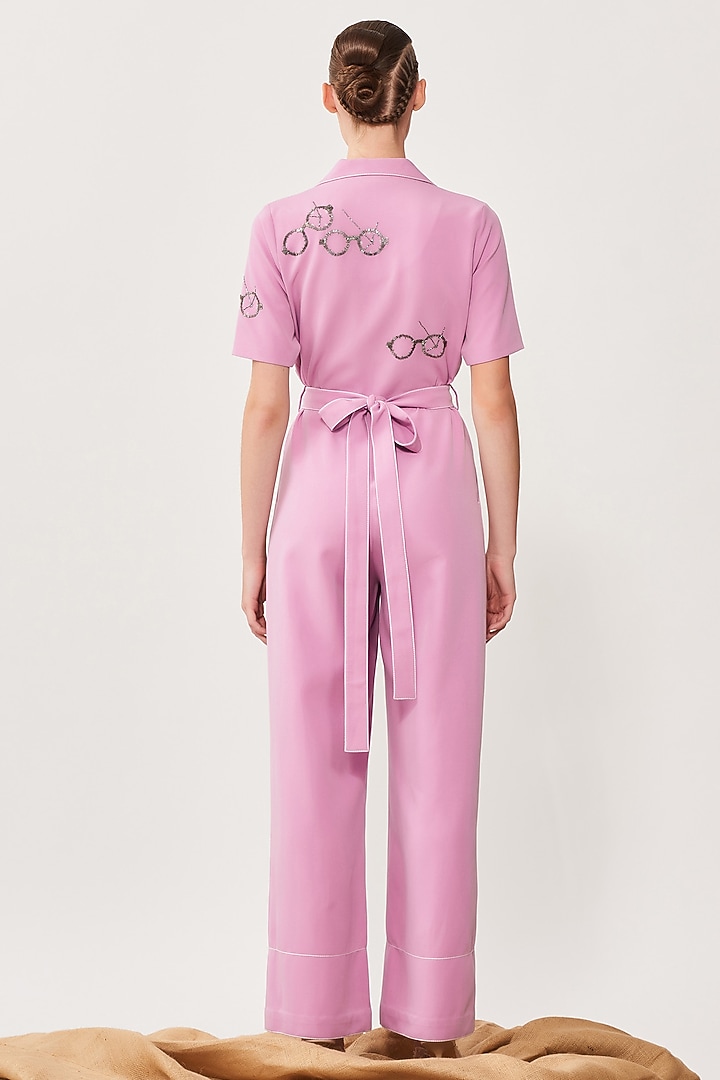 Lilac Embroidered Jumpsuit by Shahin Mannan at Pernia's Pop Up Shop