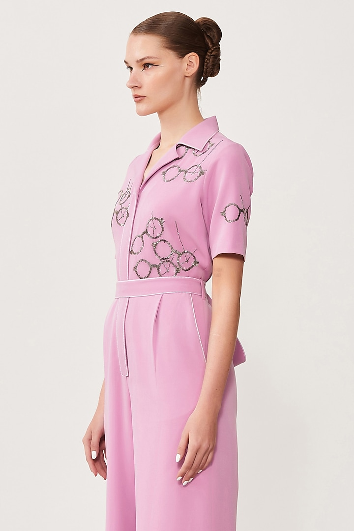 Lilac Embroidered Jumpsuit by Shahin Mannan at Pernia's Pop Up Shop