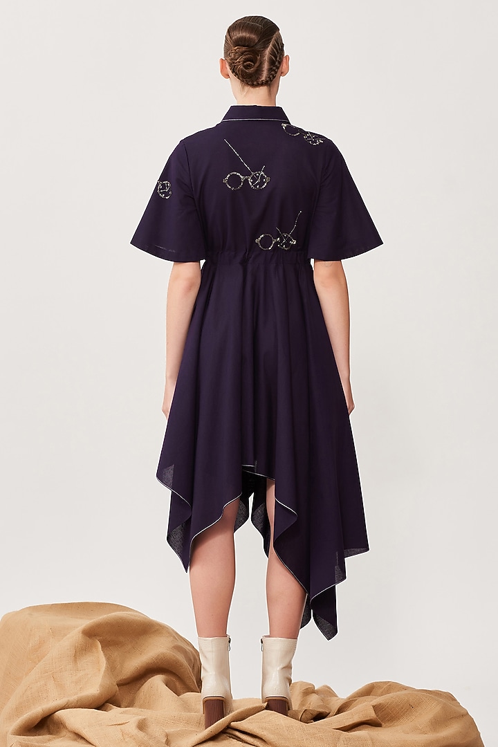 Aubergine Embroidered Asymmetrical Cocktail Dress by Shahin Mannan at Pernia's Pop Up Shop