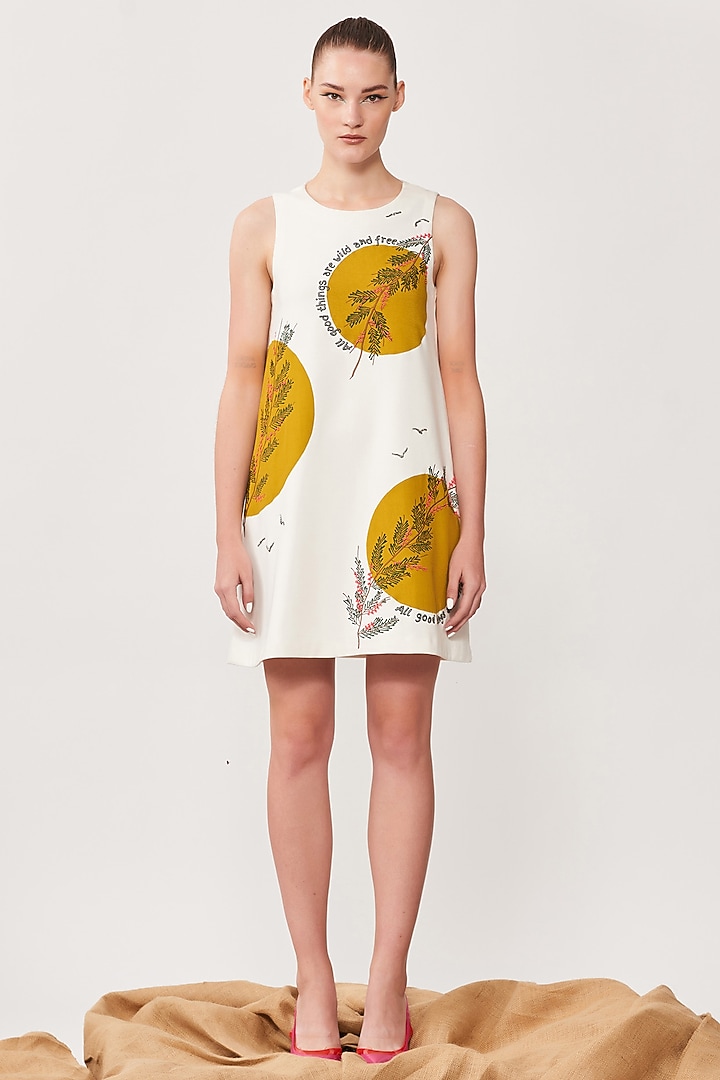 Ivory Embroidered Cocktail Dress by Shahin Mannan at Pernia's Pop Up Shop