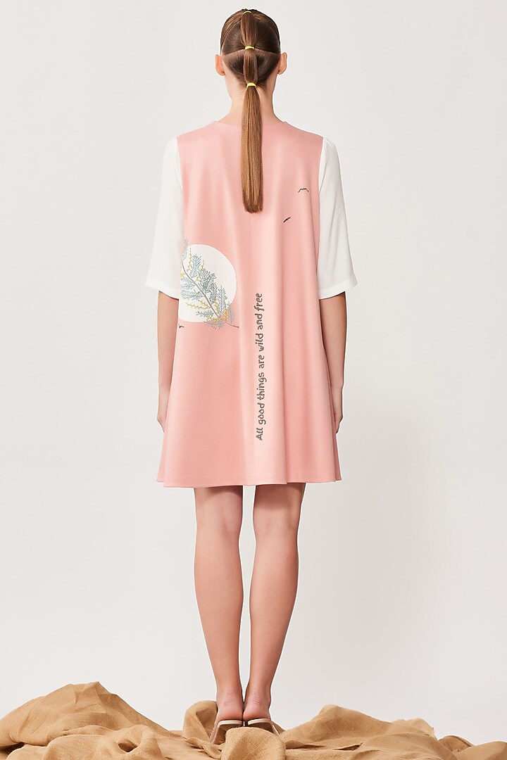 Peach Embroidered Mini Cocktail Dress by Shahin Mannan at Pernia's Pop Up Shop