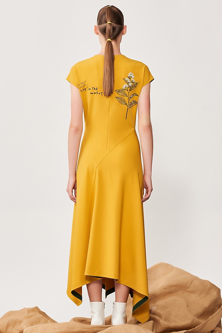 Yellow Embroidered Handkerchief Cocktail Dress by Shahin Mannan at Pernia's Pop Up Shop